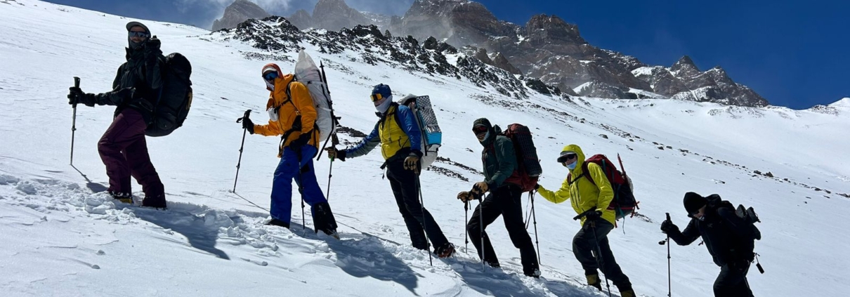 Climbing up to Camp 2 with Aconcagua towering high above!