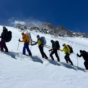 Climbing up to Camp 2 with Aconcagua towering high above!