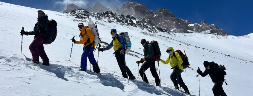 Climbing up to Camp 2 with Aconcagua towering high above!