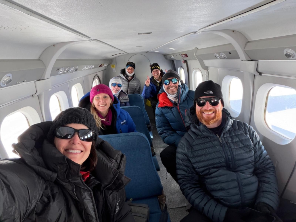 The team aboard the DHC-6 Twin Otter flight to Mount Vinson Base Camp