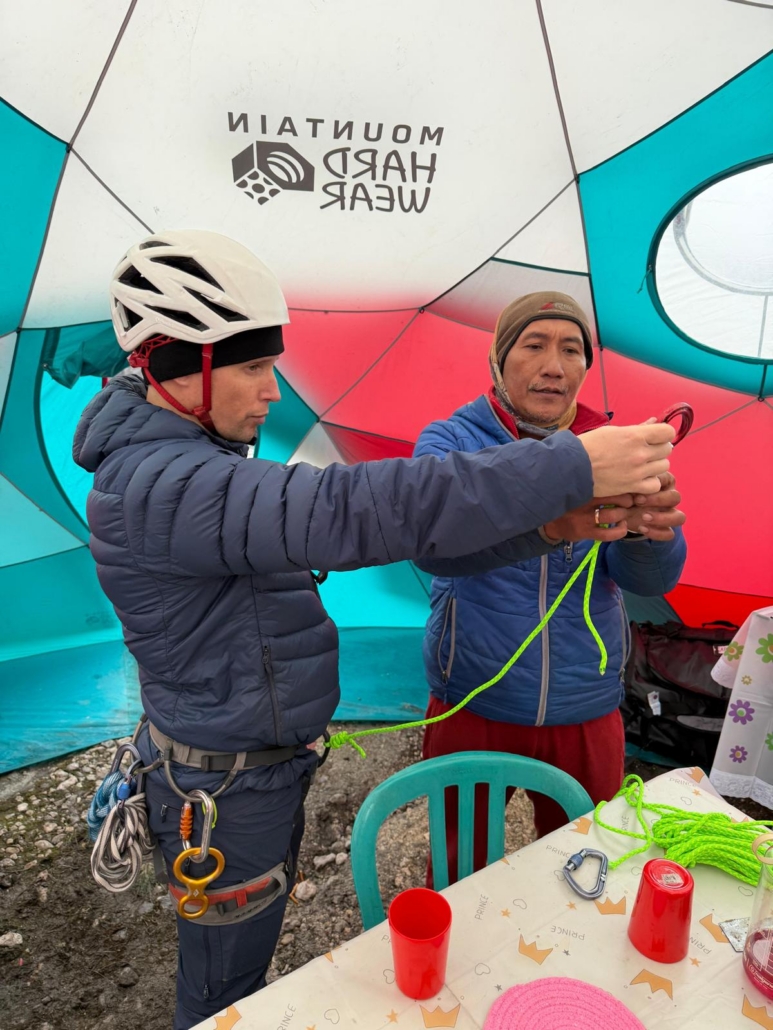 Getting systems dialed before going out onto the mountain for some technical skills review.