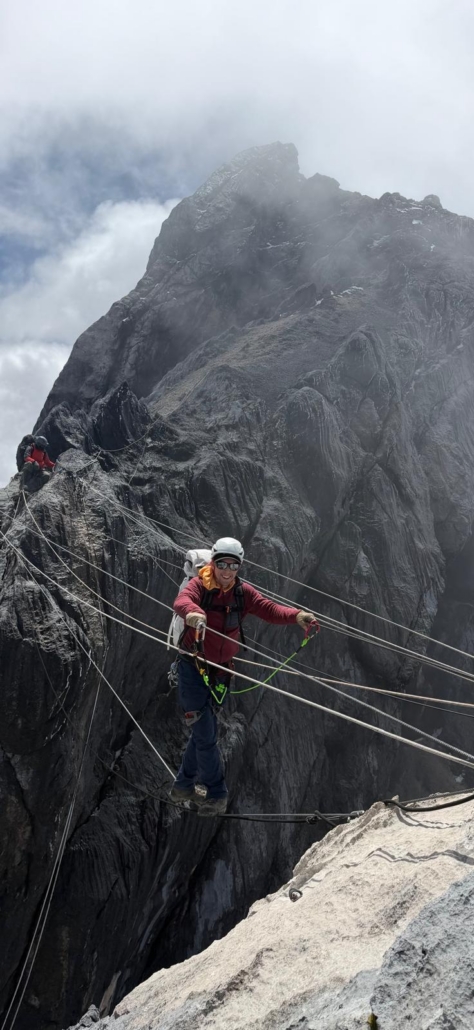 Crossing the famous tyrolean traverse
