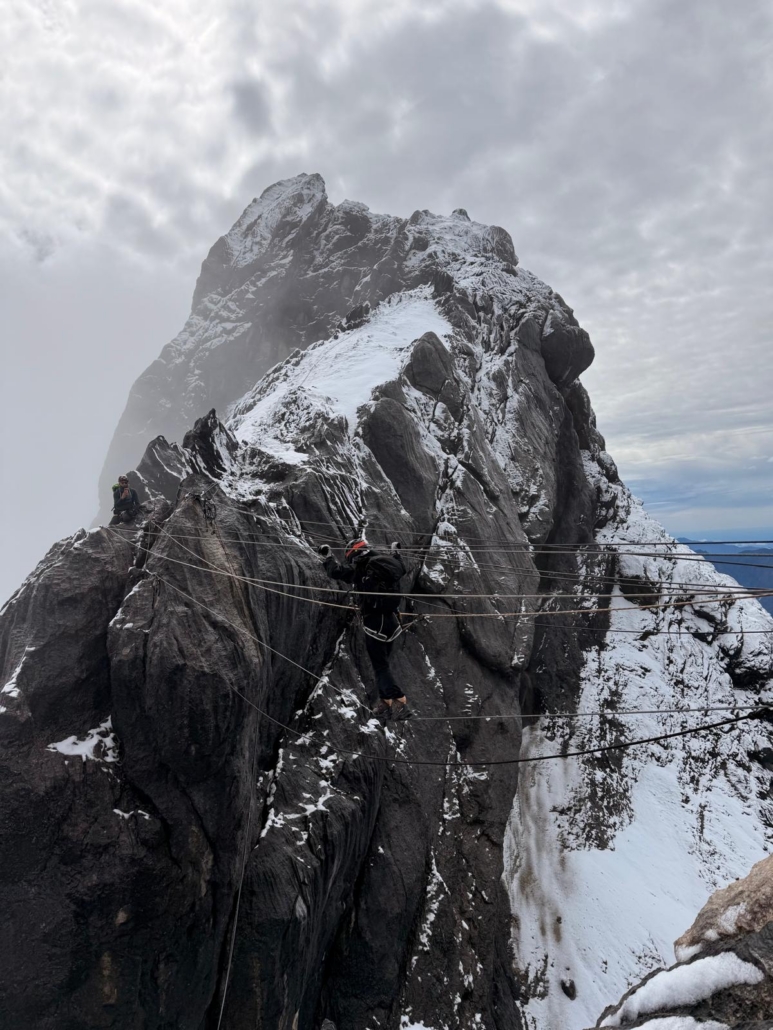 Crossing the famous tyrolean traverse.