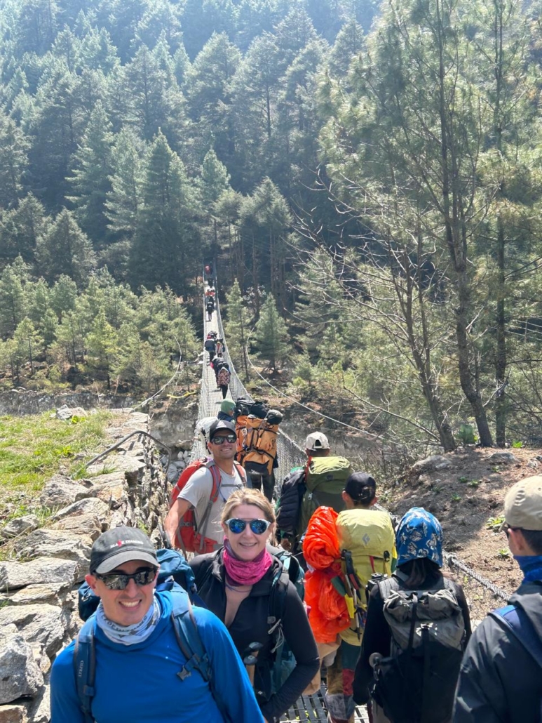 All smiles and prepared to cross another suspension bridge.