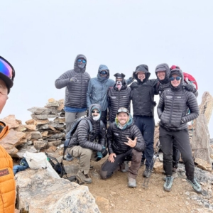 The team together on an acclimatization hike as they await the next rotation.