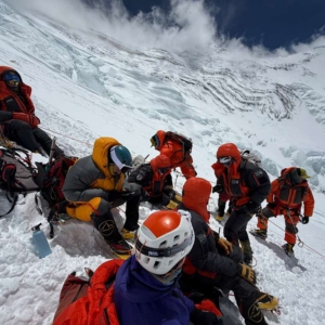 Taking a break on the Lhotse Face.