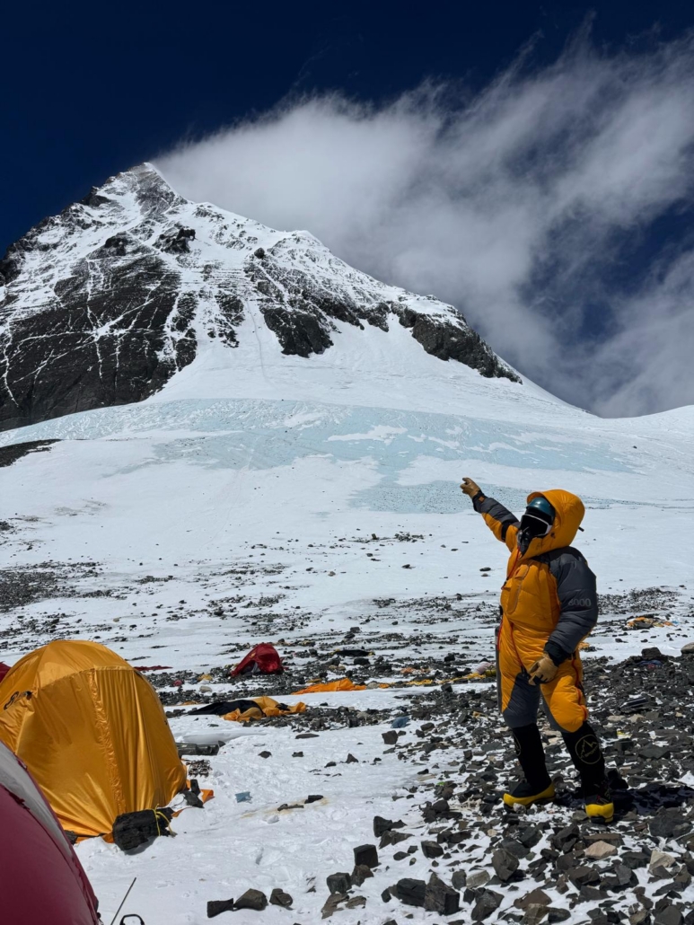 Looking up at the summit from the South Col.