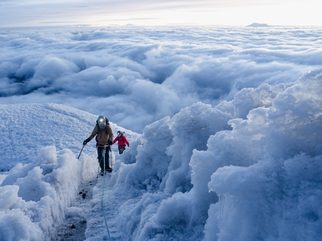 Nearing the summit of Cotopaxi while above the clouds