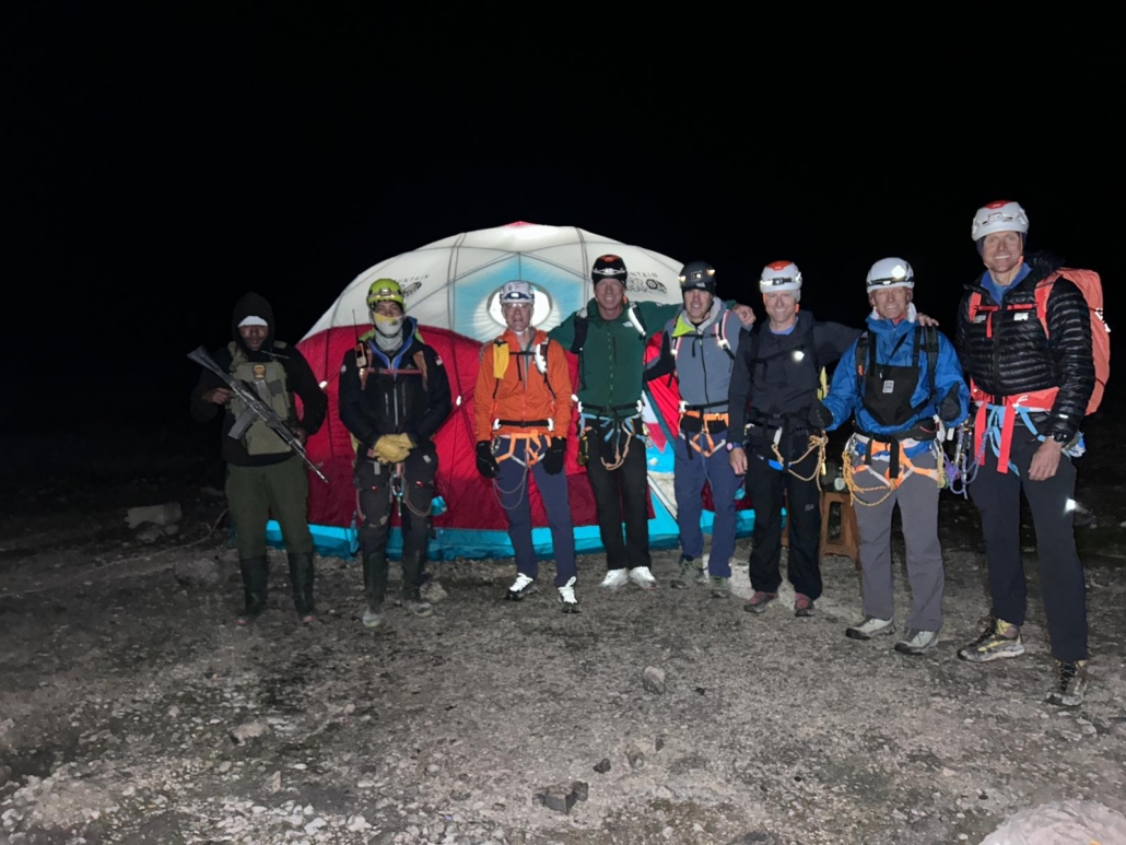 Before leaving camp on the summit push.