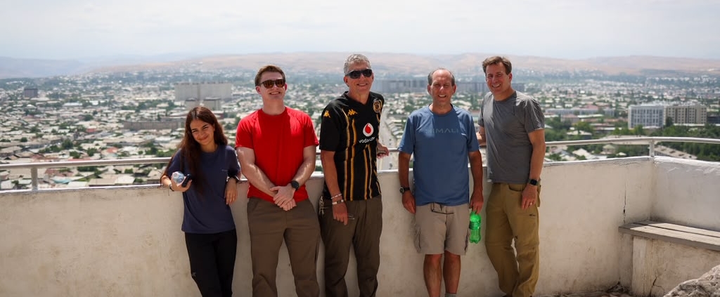 Our team high above Osh on Sulaiman Mountain