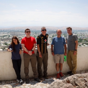 Our team high above Osh on Sulaiman Mountain