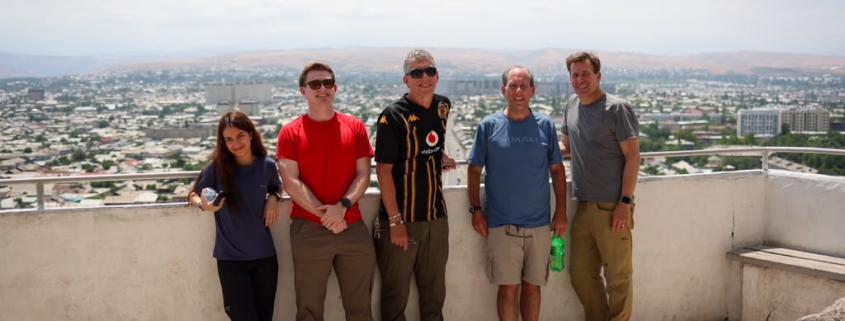 Our team high above Osh on Sulaiman Mountain