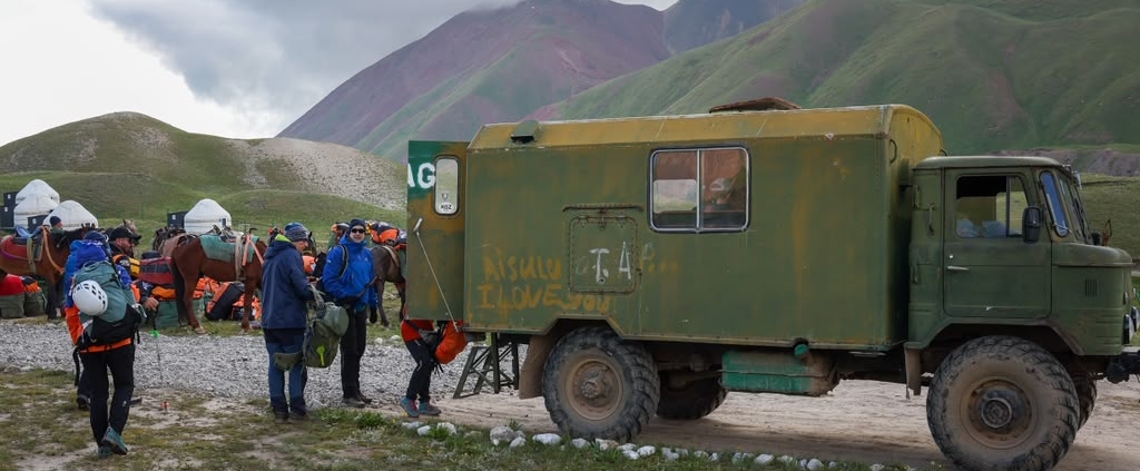 Loading the vehicle to the trailhead in base camp (photo by Terray Sylvester)