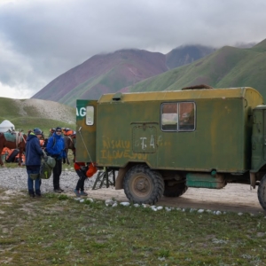 Loading the vehicle to the trailhead in base camp (photo by Terray Sylvester)