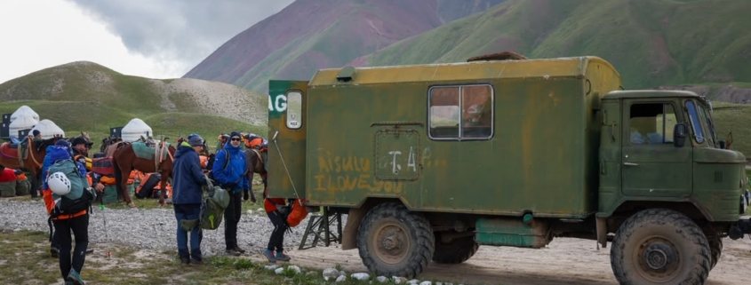 Loading the vehicle to the trailhead in base camp (photo by Terray Sylvester)