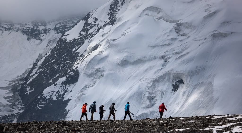 Hiking just above Advance Base Camp. (Photo by Terray Sylvester)