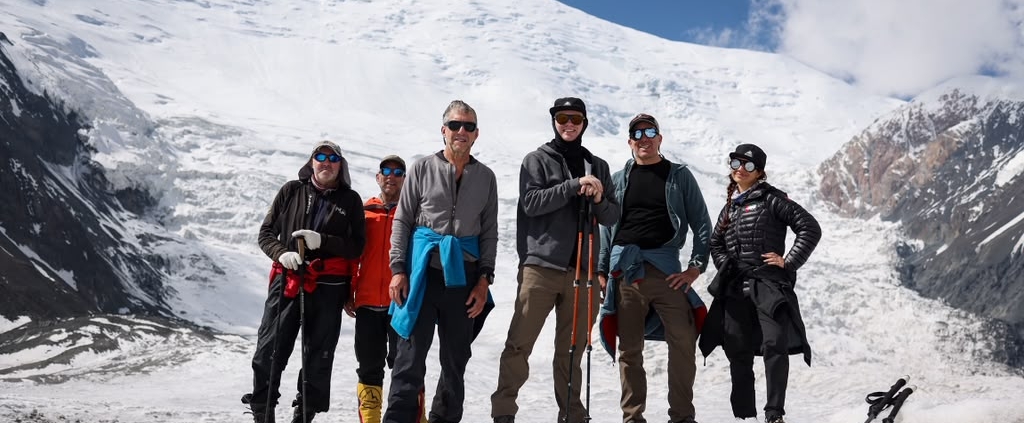 The team at the foot of Peak Lenin (photo by Terray Sylvester)