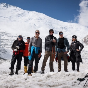 The team at the foot of Peak Lenin (photo by Terray Sylvester)