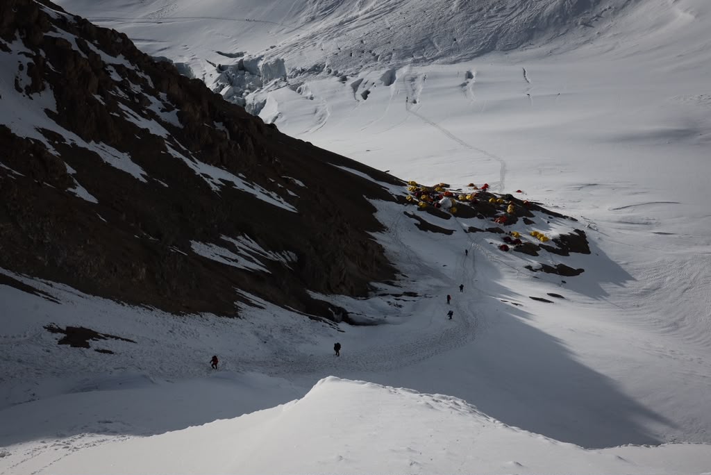 Looking down towards Camp 2 (photo by Terray Sylvester)