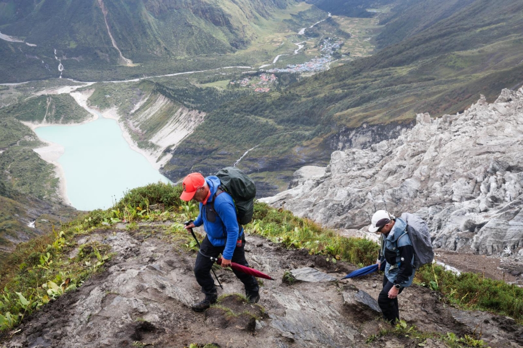 Hiking above Sama Village and the terminus of the North Manaslu Glacier (photo by Terray Sylvester)