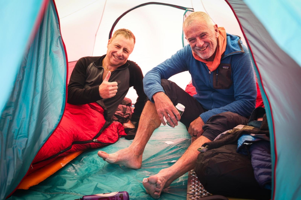 Climbers Woodie and Myles ensconced in Camp 1 (photo by Terray Sylvester)