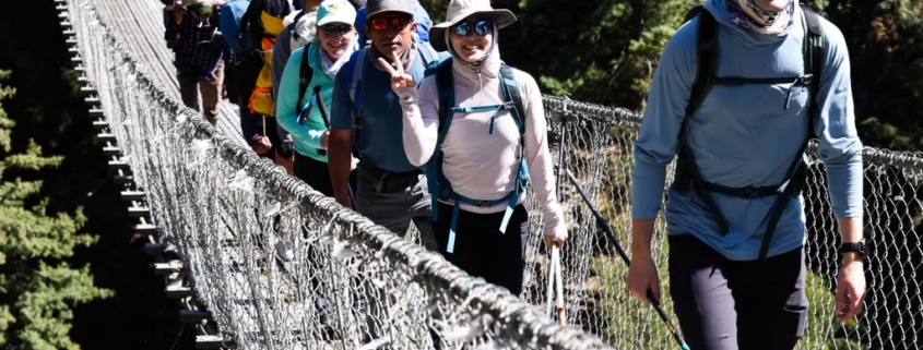 Crossing the Ed Hillary suspension bridge (photo by Terray Sylvester)