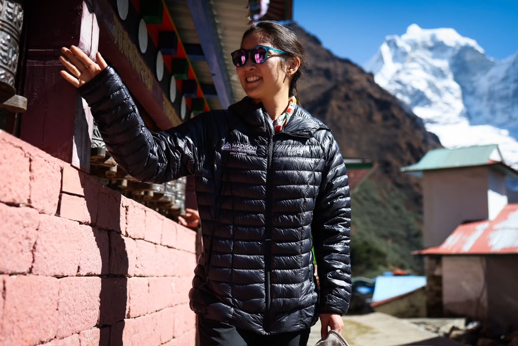 Our climber, Naomi, visiting Tengboche (photo by Terray Sylvester)