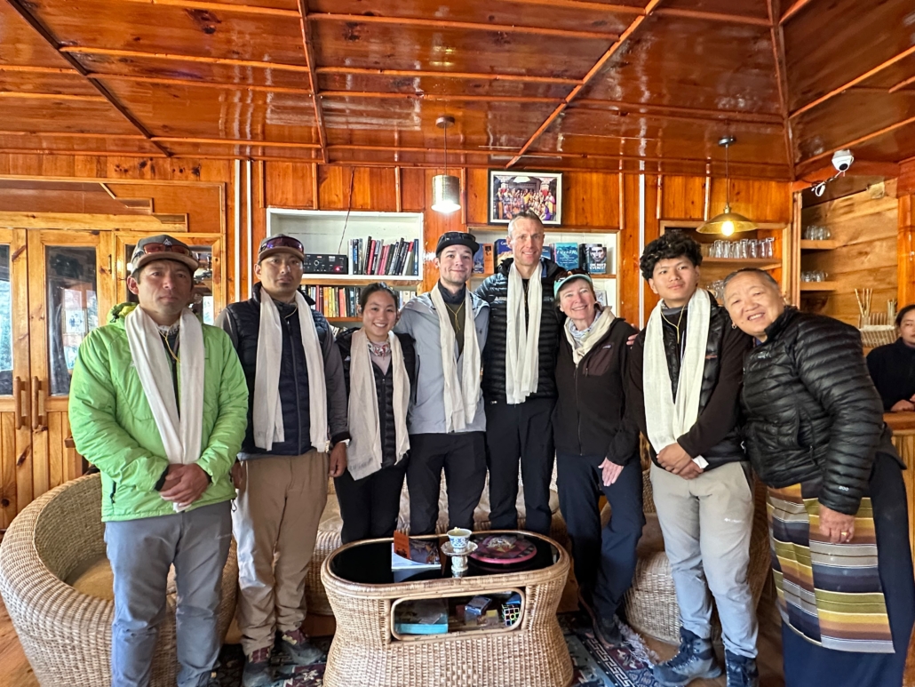 Departing from the Panorama Lodge in Namche Bazaar.