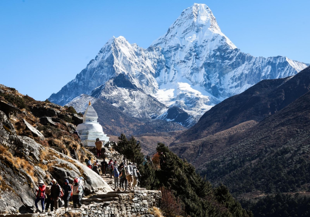 Ama Dablam rising above the team (photo by Terray Sylvester)