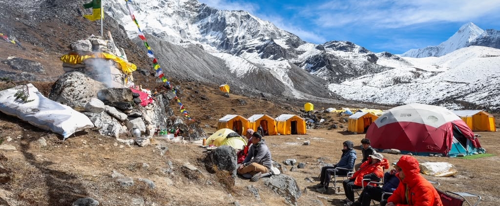 Beautiful weather for today’s puja in Ama Dablam Base Camp (photo by Terray Sylvester)