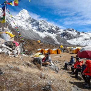 Beautiful weather for today’s puja in Ama Dablam Base Camp (photo by Terray Sylvester)
