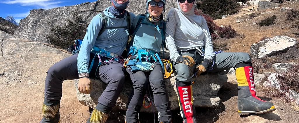 The team taking a break from training.